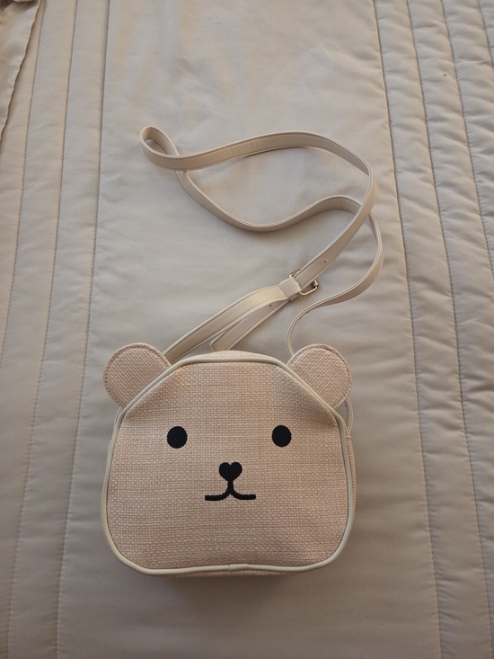 Handbags - Beige Teddy Bear Mini Crossbody Bag
